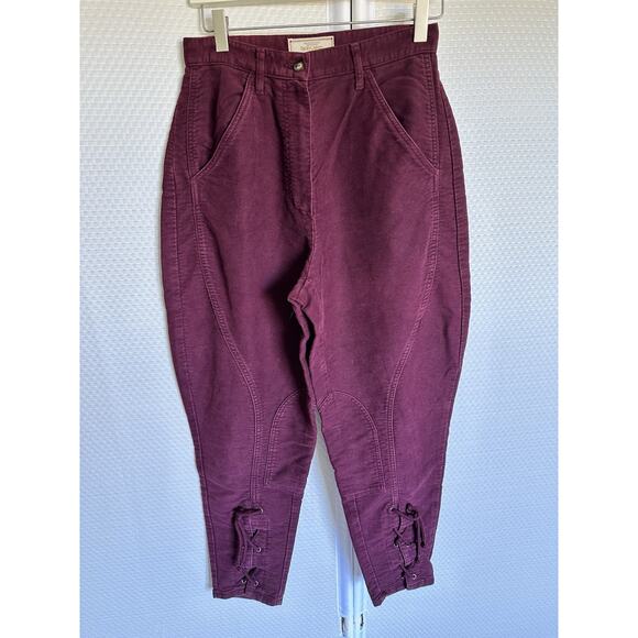 VTG 80s Benetton Barrel Leg High Rise Tapered Leg Corset Tie Jeans 25 Italy 42